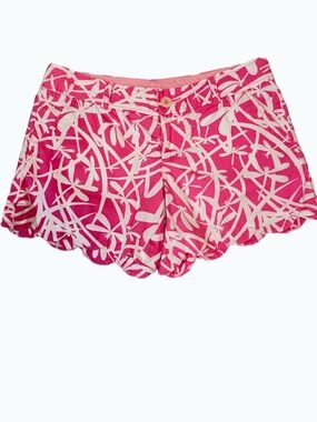 Lilly Pulitzer Light My Fire Pink Dragonfly Buttercup Scalloped Shorts 6